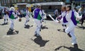 The Black Annis Morris dancing ladies in action in market place. Royalty Free Stock Photo