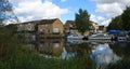 Riverside houses marina and boats river Ouse St Neots Cambridgeshire.