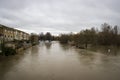 St Neots, UK - December 26th, 2020: The river great ouse burst its banks and flooded the town and park. Royalty Free Stock Photo