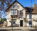 St Neots, UK - Saturday 8th October 2022: Front entrance to the Bridge House public house on the high street St Neots