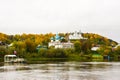 St. Nichola`s Holy Trinity Monastery Svyato Troitse Nikolsky Monastery and Cathedral of the Annunciation. View from the bank of