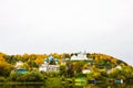 St. Nichola`s Holy Trinity Monastery Svyato Troitse Nikolsky Monastery and Cathedral of the Annunciation. View from the Klyazma