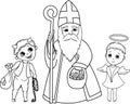 St. Nicholas, angel and devil. Royalty Free Stock Photo