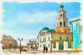 Imitation of a picture. Oil paint. Illustration. Kazan. Baumana Street