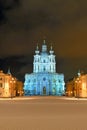 St. Nicholas Cathedral in Saint-Petersburg at night. Royalty Free Stock Photo