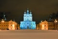 St. Nicholas Cathedral in Saint-Petersburg at night. Royalty Free Stock Photo