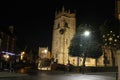 St Nicholas Church Alcester Warwickshire UK at Night With Christmas Lights.