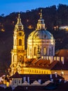 St Nicholas Church in Mala Strana, Lesser Town district, in the evening, Prague, Czech Republic Royalty Free Stock Photo