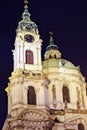 St. Nicholas Church at night with warm lights on building Royalty Free Stock Photo