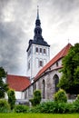 St. Nicholas' Church (Niguliste) and ancient houses. Old city, Tallinn, Estonia Royalty Free Stock Photo