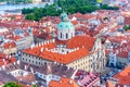 St Nicholas Churh with monumental baroque dome in Lesser Town of Prague, Czech Republic