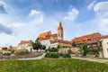 St. Nicholas` Deanery Church. Znojmo, Czech Republic - Watercolor style Royalty Free Stock Photo