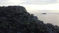 St. Nicholas Island in Mediterranean Sea with ancient buildings drone view