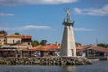 St Nicholas statue in Nesebar coastal town in Bulgaria