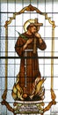 St Nicholas Tavelic, stained glass window in the church of the Assumption of the Virgin Mary in Kupinac, Croatia Royalty Free Stock Photo