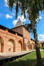 St. Nicholas Tower with entrance gate of Zaraysk Kremlin, Moscow Region, Russia under bright blue summer sky Royalty Free Stock Photo