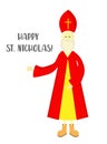 St. Nicolas day. December 6 and December 19. Sinterklaas on a white background