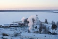 St. Nilus Monastery at Seliger lake, winter time. Royalty Free Stock Photo