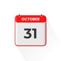 31st October calendar icon. October 31 calendar Date Month icon vector illustrator Royalty Free Stock Photo