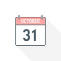 31st October calendar icon. October 31 calendar Date Month icon vector illustrator Royalty Free Stock Photo