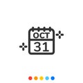 31st of October of Halloween calendar icon,Vector and Illustration Royalty Free Stock Photo
