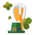 St Patric day beer and hat vector illustration.