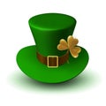 St. Patrick Carnival Green Hat with Clover Leaf Royalty Free Stock Photo