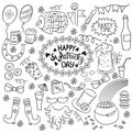 A large collection of doodles for the St. Patrick`s day theme party. Vector illustration isolated on white background.