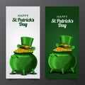 St patrick day banner template with illustration of golden coin in the pot with hat Royalty Free Stock Photo
