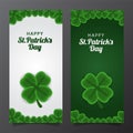 St patrick day banner template with illustration four petal shamrock or clover leaves Royalty Free Stock Photo