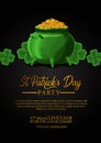 St patrick day banner template with illustration of golden coin in the pot Royalty Free Stock Photo