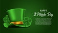 St patrick day banner template with illustration of hat and clover leaves Royalty Free Stock Photo