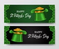 St patrick day banner template with illustration of hat and gold coin Royalty Free Stock Photo