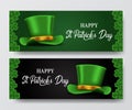 St patrick day banner template with illustration of shamrock clover leaves and hat Royalty Free Stock Photo
