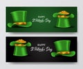 St patrick day banner template with illustration of twin hat Royalty Free Stock Photo