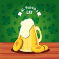 St patrick day with beer jar and coins Royalty Free Stock Photo