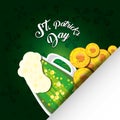 St patrick day with beer jar and coins Royalty Free Stock Photo