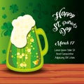 St patrick day with beer jar Royalty Free Stock Photo