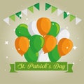 St patrick day celebration with balloons and party banner