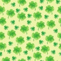 St Patrick day celebration seamless clover watercolor pattern