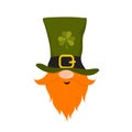 St. Patrick day gnome. Cute leprechaun in green hat. Vector illustration in flat cartoon style. Hand drawn element for Royalty Free Stock Photo