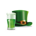 St patrick day green hat glass beer party Royalty Free Stock Photo