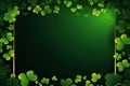 St.Patrick day leaf clover frame banner. Generative AI