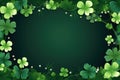 St.Patrick day leaf clover frame banner. Generative AI