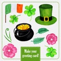 St.patrick day set for greeting card with hat Royalty Free Stock Photo
