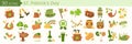 St. Patrick day vector icons set isolated on white background. Elements with coins, elves, Irish flag, shamrock Royalty Free Stock Photo