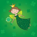 St. Patrick fairy with clover magic .