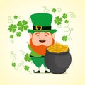 St patrick with hat and beard with couldron Royalty Free Stock Photo