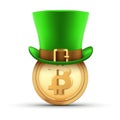 St Patrick hat with bitcoin gold coin