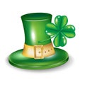 St patrick hat with four leaf clover